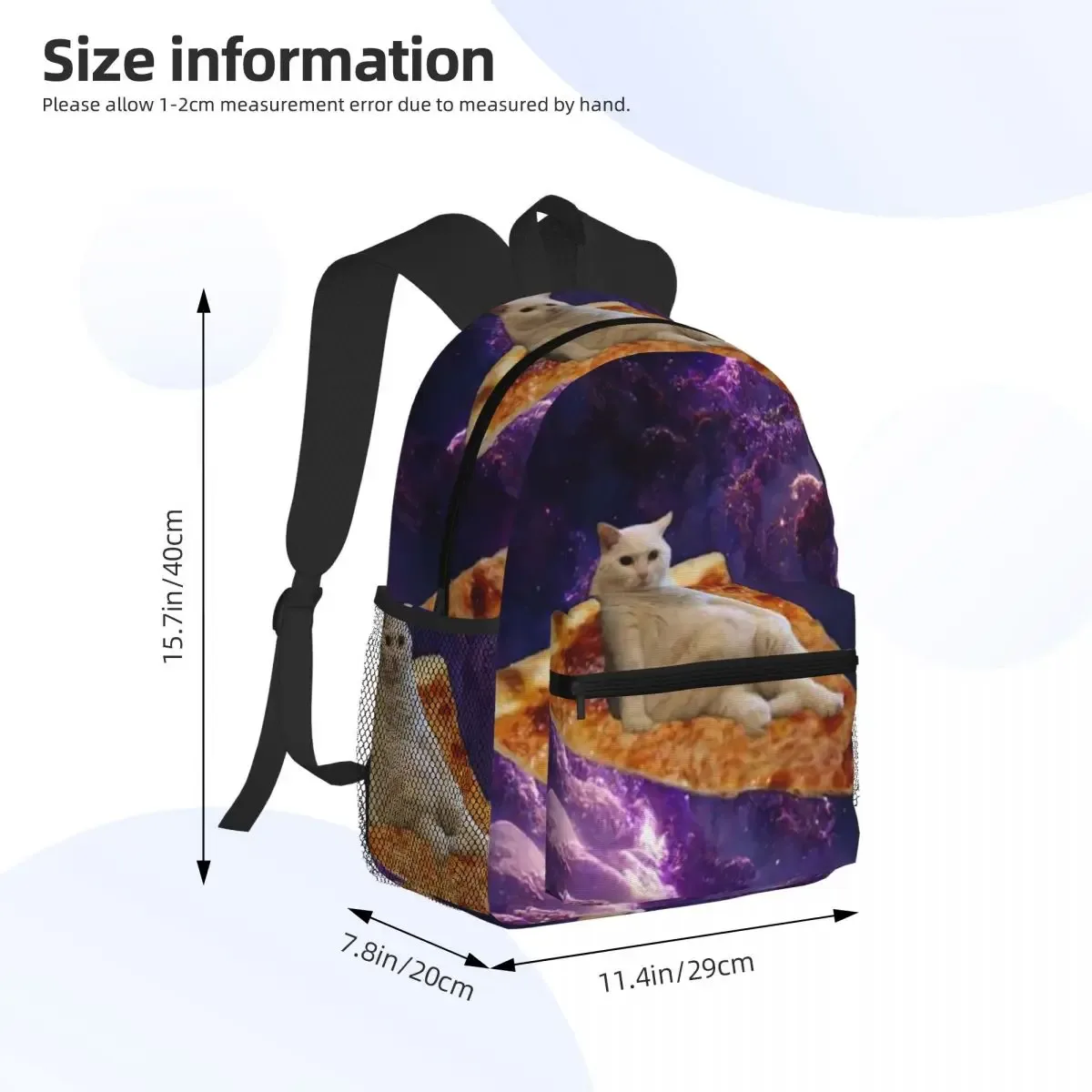 sac à dos d'école pour étudiants, sac à dos de randonnée et de voyage pour garçons et filles, sac à dos à bandoulière space pizza cat meme