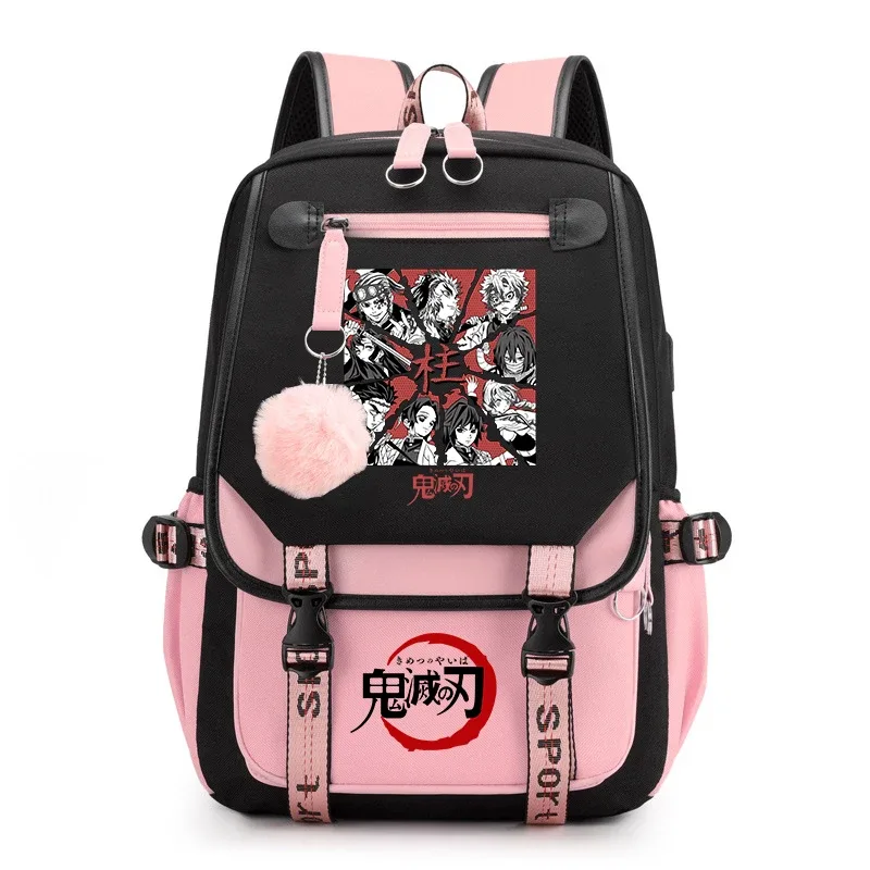 sac à dos imprimé demon slayer anime pour filles, sac à dos d'école décontracté, sac à dos de voyage léger pour adolescents
