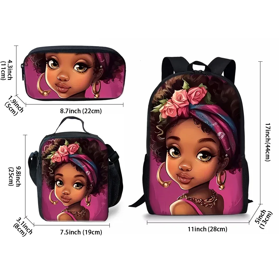 Ensemble de trois pièces à motif de fille, sac à dos + sac à déjeuner + trousse à crayons pour garçons/filles, meilleurs cadeaux pour enfants, sac d'école pour ordinateur portable avec dessin animé 2D pour adolescents