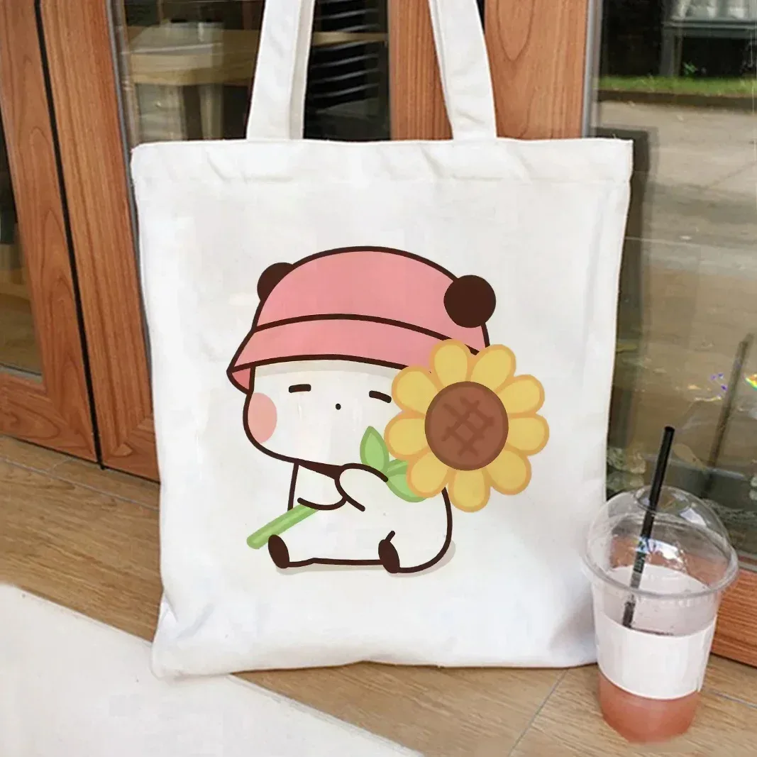 sac fourre-tout pliable en toile bubu dudu anime, sac de shopping esthétique réutilisable pour femme