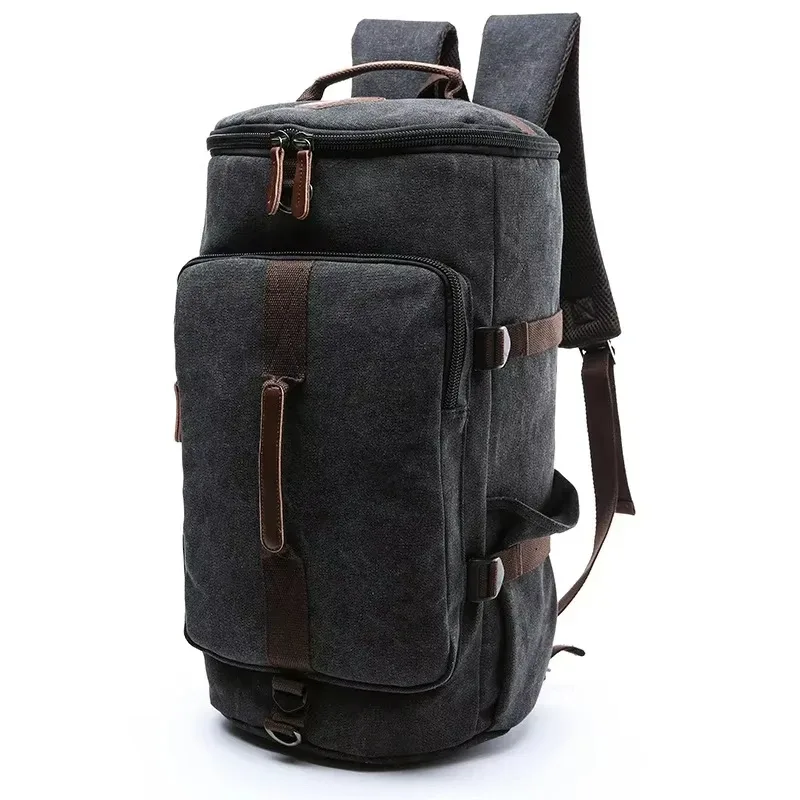 sac à dos en toile de grande capacité pour hommes, sacs polochons multifonctions cylindriques de voyage en plein air, sacs à bagages pour adolescents