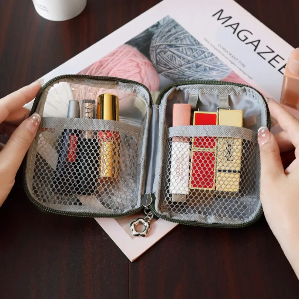 Pochette à rouge à lèvres portable, pochette cosmétique transparente pour retouches, organiseur de cosmétiques, pochette de voyage pour câble de chargement d'écouteurs Bluetooth