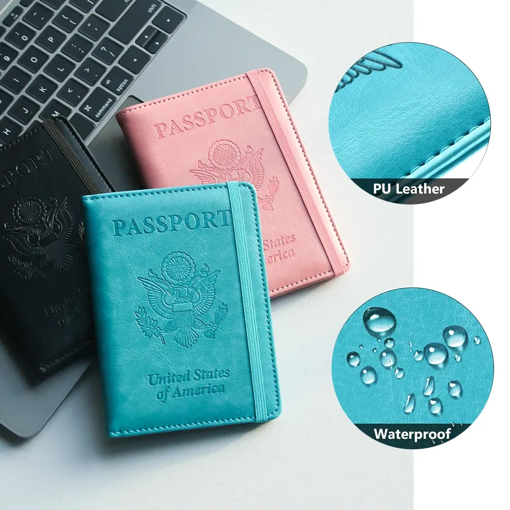 porte-passeport en cuir pu rfid pour hommes et femmes, idéal pour sécuriser, élégant pour les états-unis, portefeuille de voyage durable, organisateur de documents