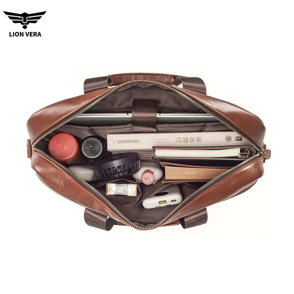 lion vera – porte-documents en cuir véritable pour hommes, sac à main de bureau portable pour ordinateur portable, sacs à bandoulière de haute qualité pour affaires