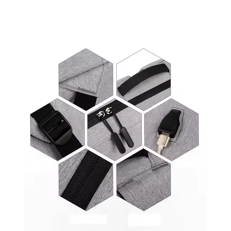 sac à dos d'affaires à double fermeture éclair, sac d'ordinateur étanche, sac de voyage lancé décontracté, sac de sport avec port de chargement usb