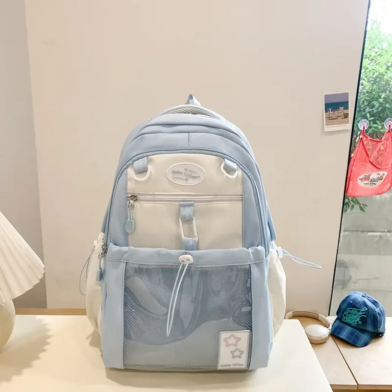 sac à dos d'école en nylon mignon pour fille et adolescente cartable multi-poches kawaii pour livre et ordinateur portable