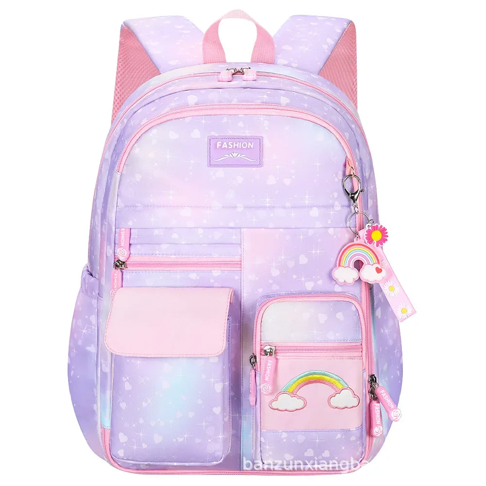 sac à dos scolaire pour filles, 3 pièces/ensemble, avec boîte à lunch et trousse à crayons, pour l'école primaire, le collège et le lycée