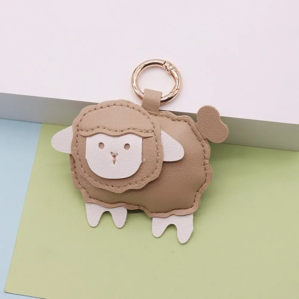 pendentif sac à dos mouton dessin animé simple et mignon en cuir pu, porte-clés de voiture polyvalent, pendentif de bagage, accessoires de sac à dos