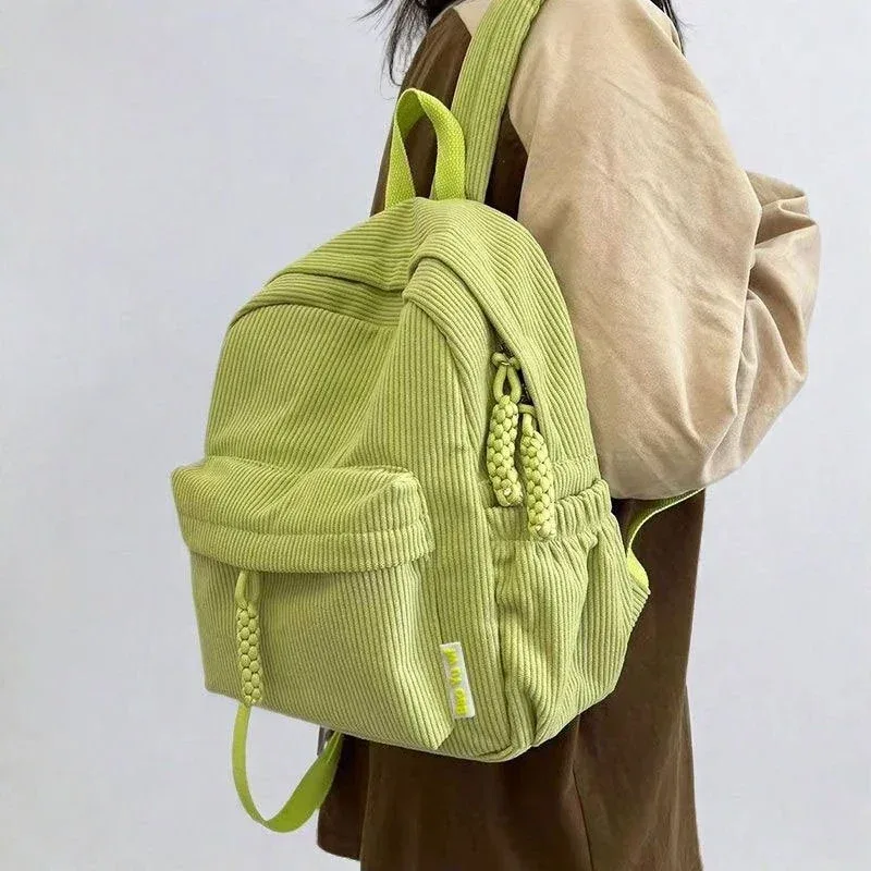 sac à dos en velours rayé pour femmes, petit sac à dos de voyage en velours côtelé pour étudiantes, nouvelle mode 2025
