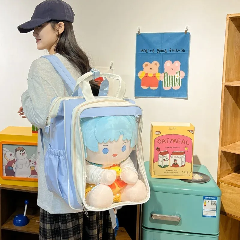 sac à dos transparent grande capacité pour garçons, style décontracté, idéal pour les sorties, le barbecue, ou comme sac d'école mignon à double bandoulière.