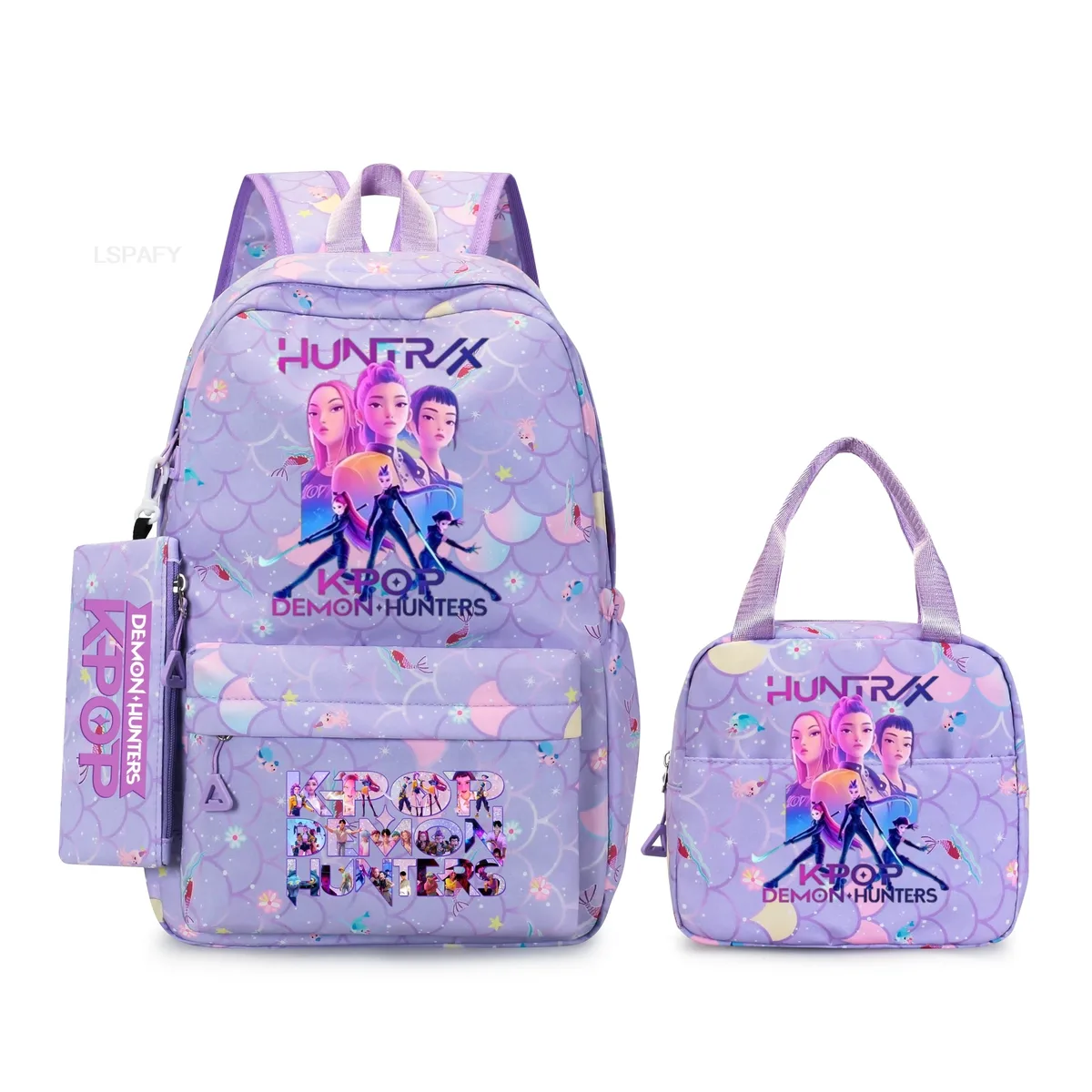 sac à dos kpop demon hunters 3 pièces rumi mira zoey, sac à dos de grande capacité, cartable pour adolescents et femmes, sac de voyage décontracté pour ordinateur portable, mochilas