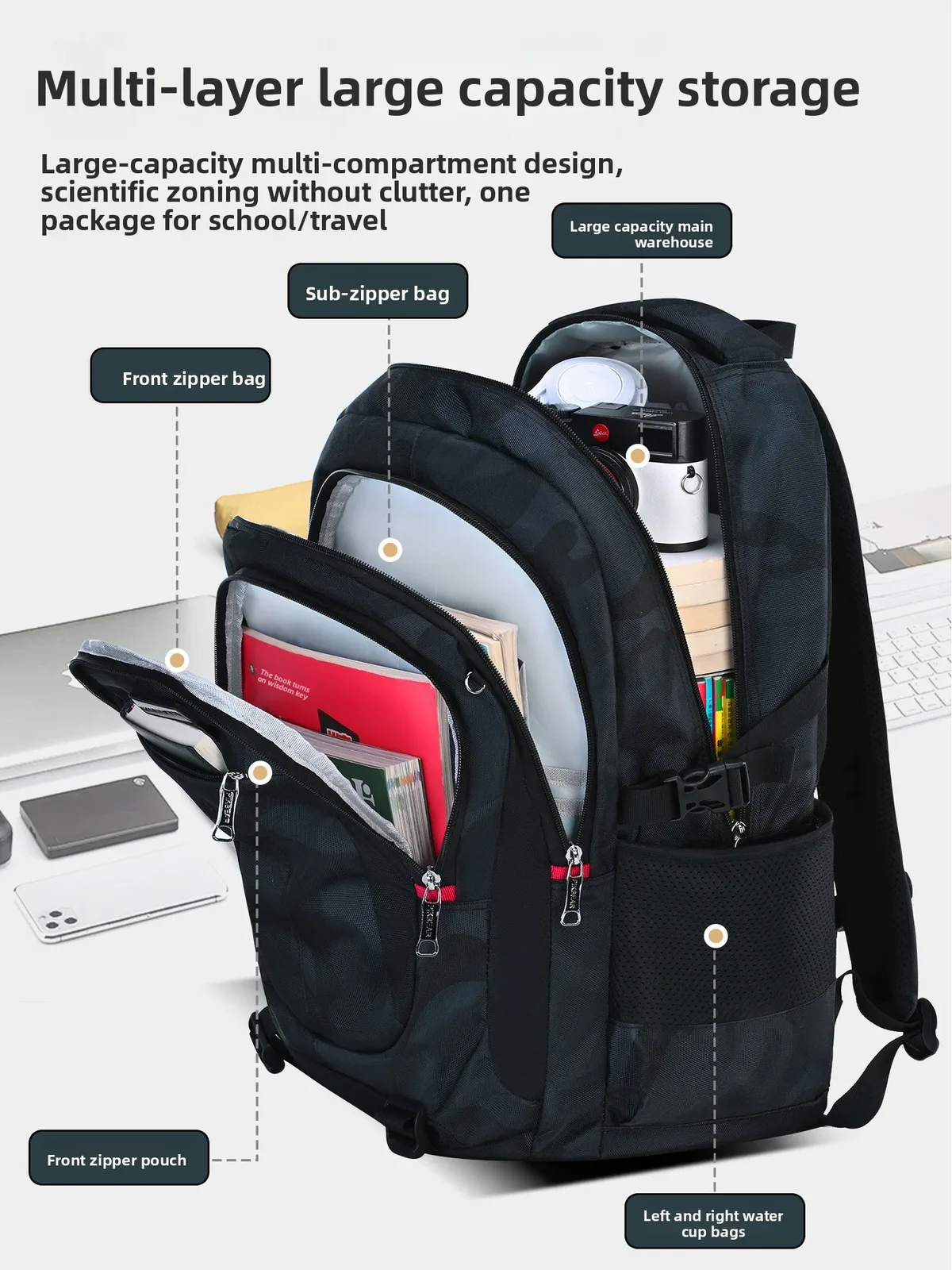 sac à dos camouflage avec pendentif astronaute pour hommes, sac à dos pour ordinateur portable, sacs à dos primaires pour adolescents, sacs d'école orthopédiques pour étudiants
