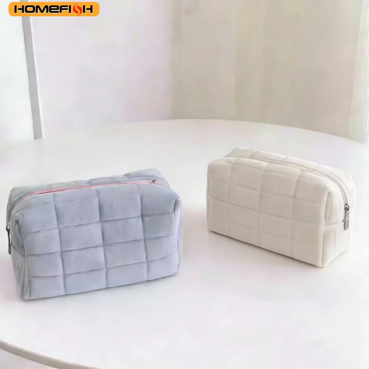 homefish sac de rangement élégant de grande capacité en forme d'oreiller, pochette portable multifonctionnelle pour cosmétiques et stylos pour femmes, idéale pour le transport quotidien.