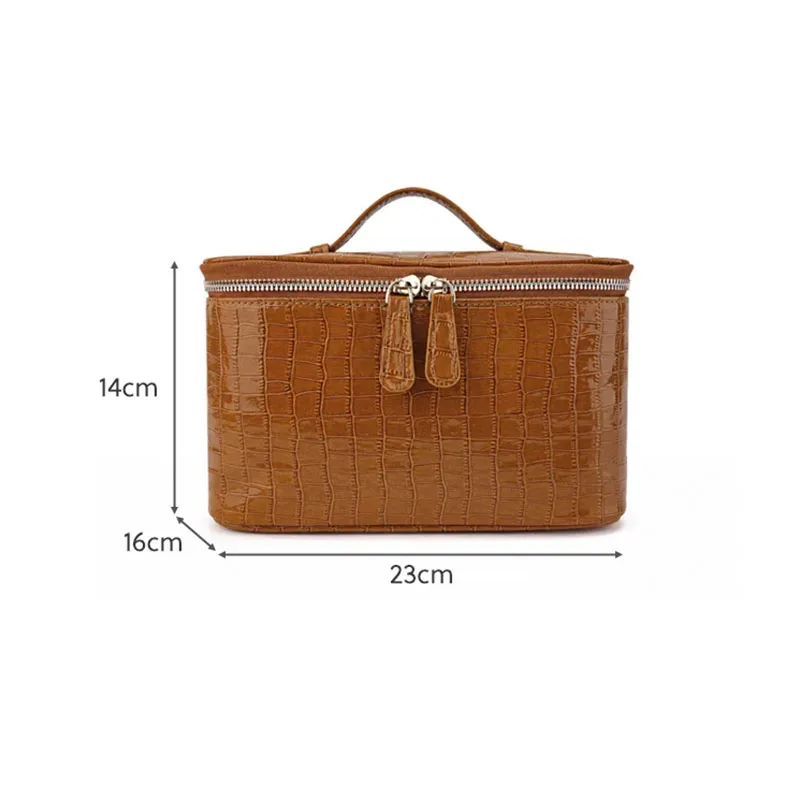 trousse de maquillage en cuir pu pour femme, grande capacité, boîte de voyage portable, organisateur de toilette à fermeture éclair, sac de rangement étanche