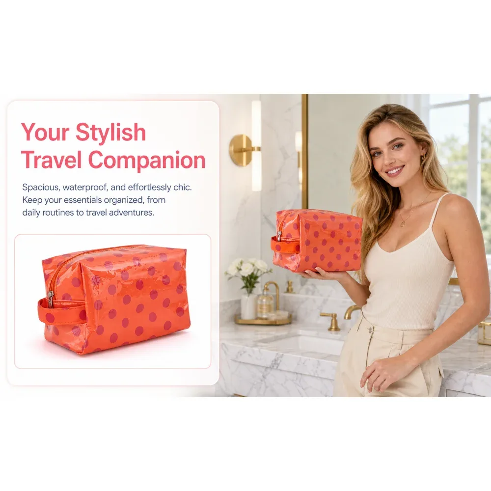 brlponve trousse de maquillage élégante et imperméable, pochette cosmétique compacte et durable, idéale pour les voyages, tendance et pratique avec doublure oxford