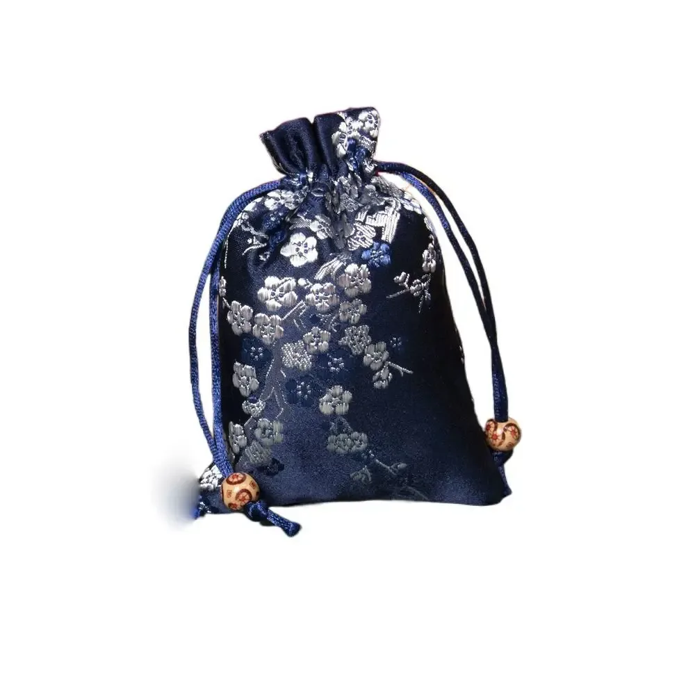 sac de rangement en satin lisse, sac cadeau à cordon de serrage, cravate brodée, sachet pour femmes, mariage