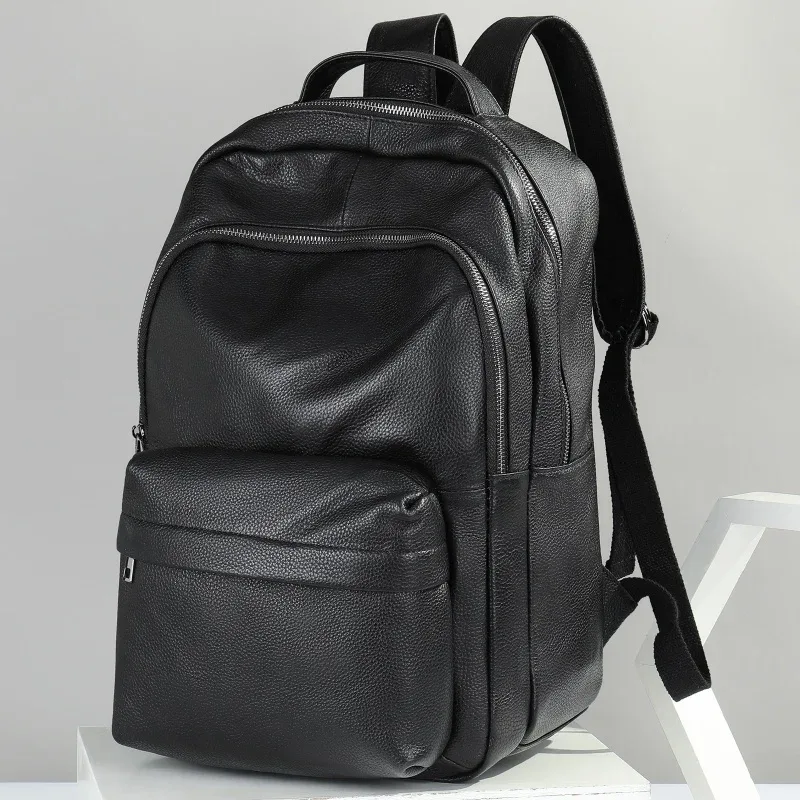 sac à dos décontracté en cuir de vachette pour homme, grande capacité, véritable, extérieur, moto, nouveau