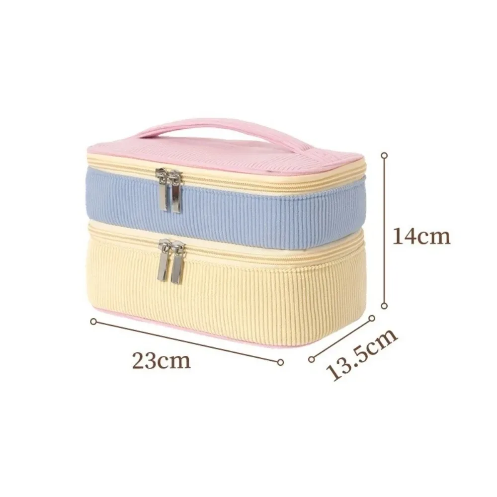 nouvelle trousse de rangement double couche en matière souple, grande capacité, avec fermeture éclair, portable, pour cosmétiques et maquillage