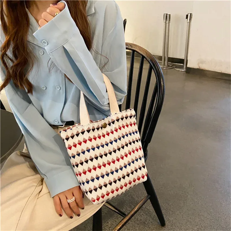petit sac fourre-tout en velours côtelé de style coréen pour femmes et filles, mini sacs à main, sacs à lunch, shopping, grill, poudres à main, mignon
