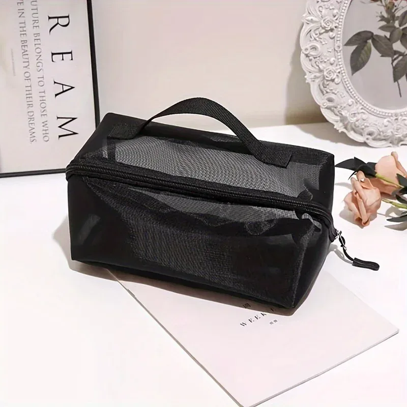 trousse de toilette grande capacité, sac de rangement transparent à fermeture éclair, trousse de toilette de voyage portable et visible
