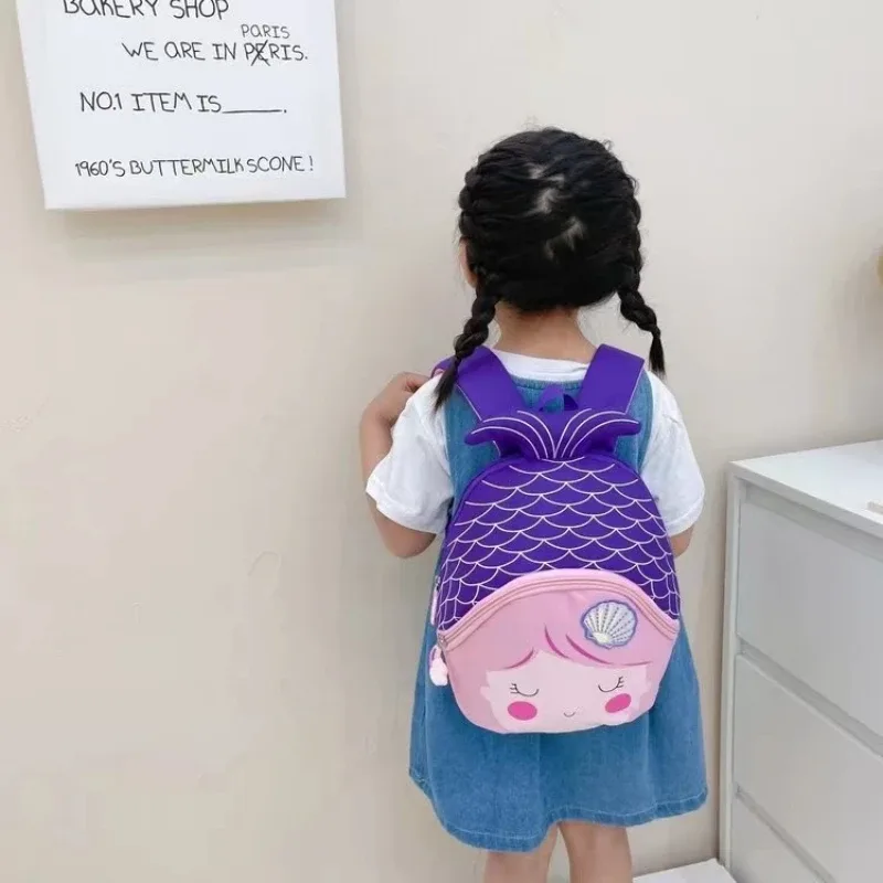 sac à dos sirène en nylon coloré pour enfants, sac à dos personnalisé, dessin animé mignon, maternelle, loisirs