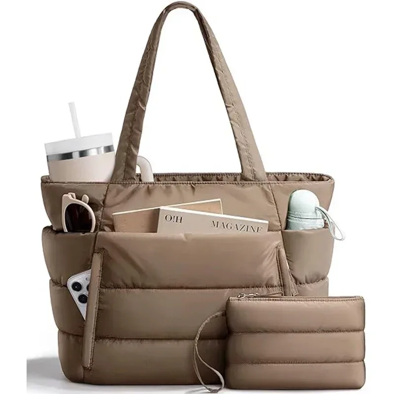 sac fourre-tout matelassé pour femme, couleur unie, pour le quotidien, l'université, les loisirs, les voyages et les sorties courtes