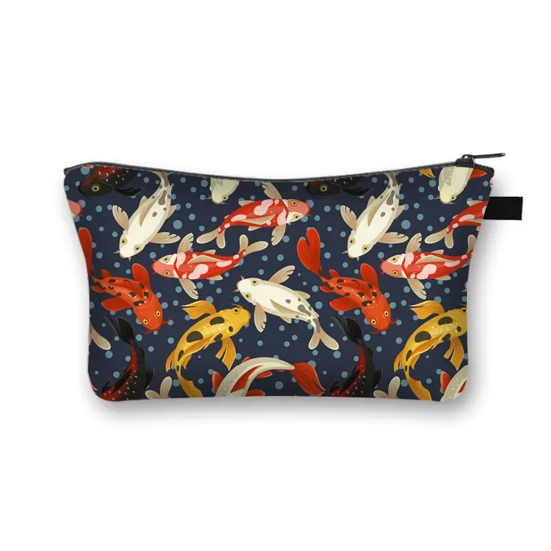 trousse à cosmétiques japonaise koi fish crane pour femmes, trousse de maquillage harajuku, sac de beauté pour filles, trousse de toilette cosmétique hip hop, dragon asiatique