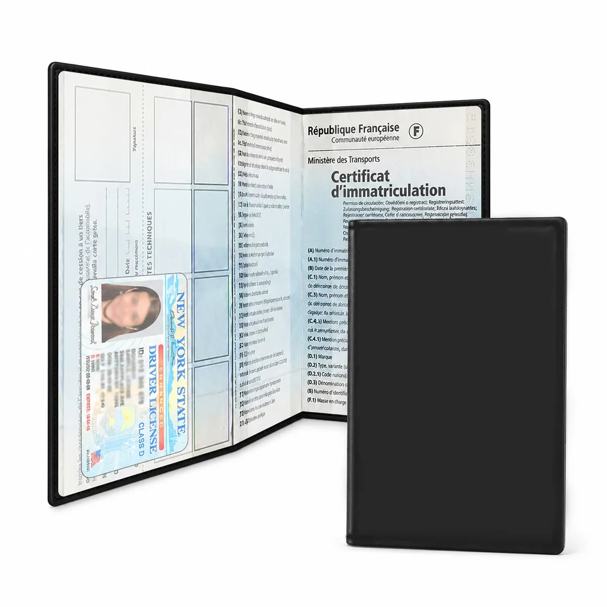 Porte-documents de voiture pliable pour immatriculation et permis, pochette de rangement légère en PVC pour les urgences routières, lot de 1