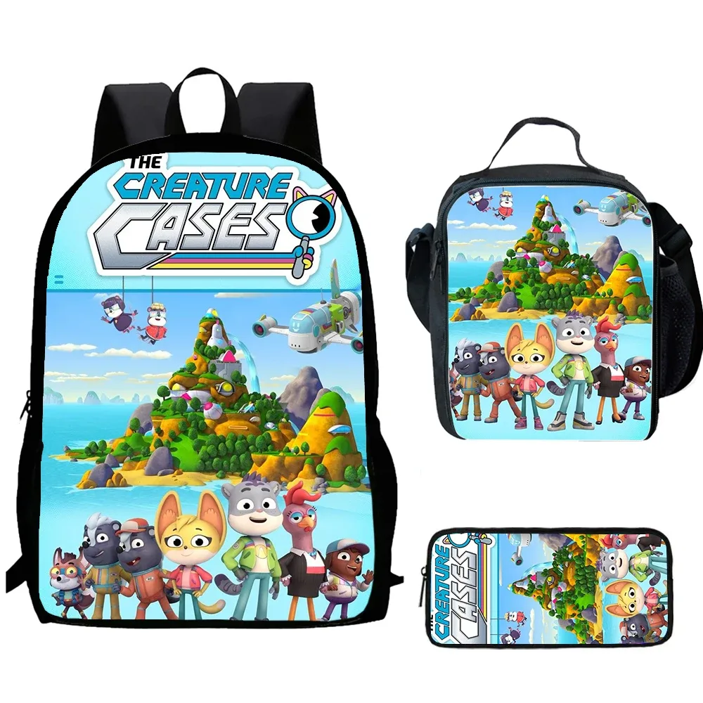 ensemble de 3 pièces de jeu pour enfants, étuis de créature c, sac à dos d'école avec sacs à déjeuner, sacs à crayons, sacs d'école pour garçons et filles, meilleur cadeau