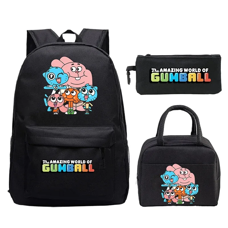 sac à dos the amazing world of gumball, ensemble de 3 pièces, sac d'école pour étudiants, sac à déjeuner, trousse à crayons, sac à livres pour garçons et filles, sac à dos de voyage pour femmes
