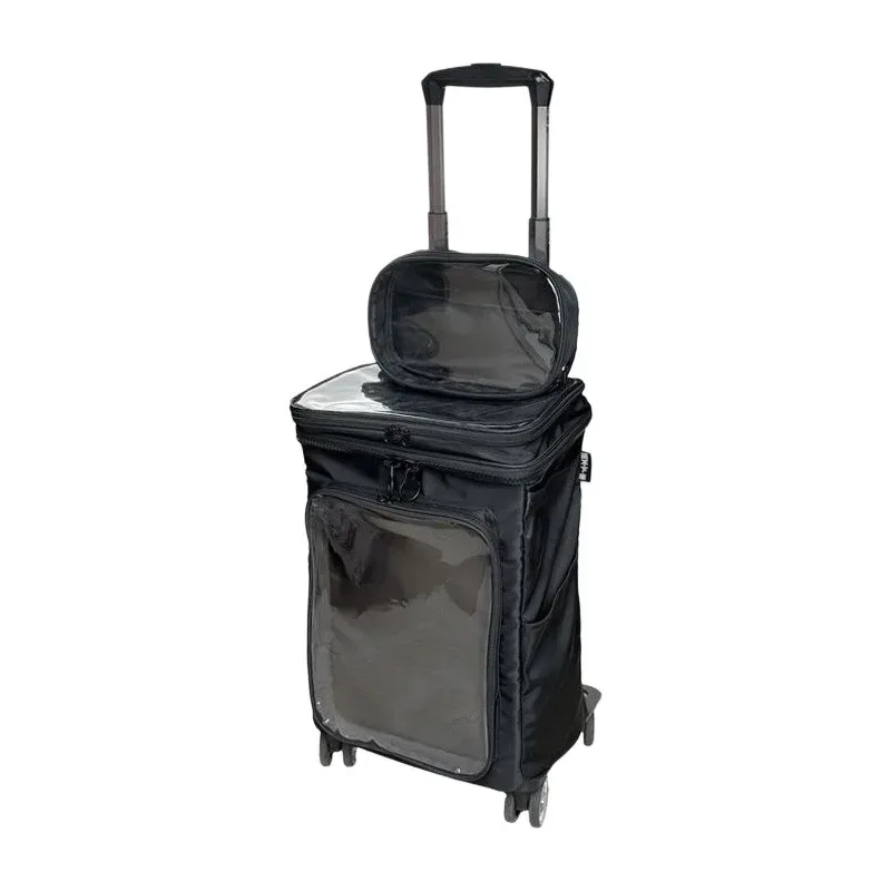 bagage transparent de dessin animé de style harajuku 20 pouces, sac de cabine en pvc transparent, valise à roulettes transparente avec roulettes