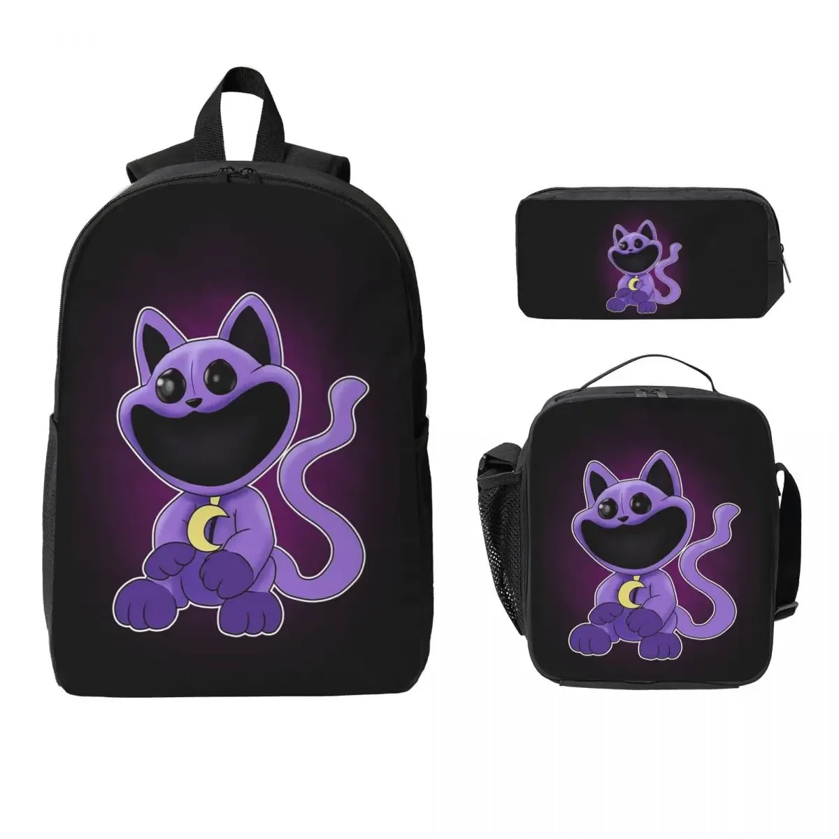 sac à dos catnap plus pour étudiants, sac d'école, sacs à bandoulière, 3 pièces, sac à lunch isotherme, trousse à crayons