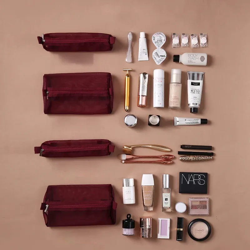 sacs de maquillage détachables 4 pièces en 1, sac à cosmétiques portable pliable de voyage, sac de rangement de toilette séparable, organisateur, pochette de maquillage, nouveau
