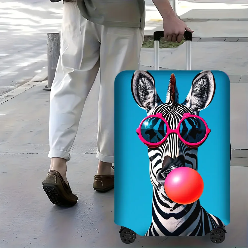 1 housse de bagage imprimée motif zèbre et bulles pour bagages de 18 à 32 pouces ; accessoires de voyage anti-poussière et élastiques pour une protection efficace