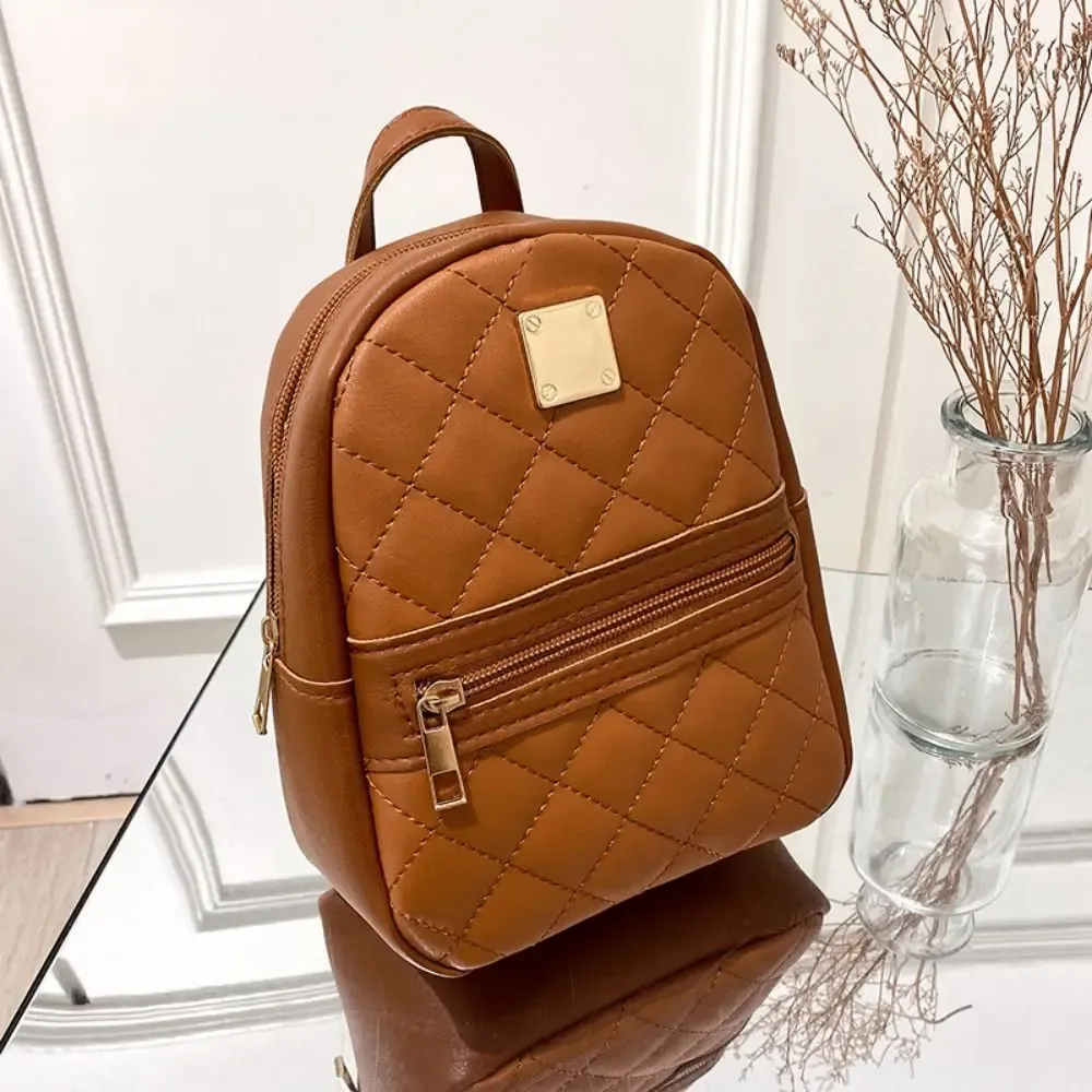 mini lingge broderie petit sac à dos mode couleur unie fermeture éclair femmes sac à bandoulière grande capacité en cuir pu voyage sac à dos