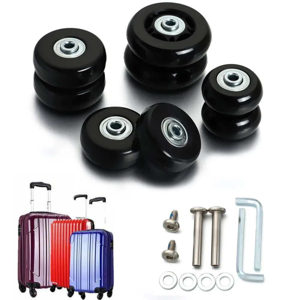 Roulettes silencieuses coulissantes pour bagages de voyage, pièces de valise, essieux, kit de réparation, Dia.40, 45, 50, 60, 70, 75, 80, 90/100, 1 jeu