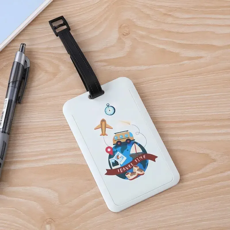 accessoires de voyage : étiquettes de bagage créatives en silicone, motif animal de dessin animé, porte-adresse d'identification pour valise, étiquette portable