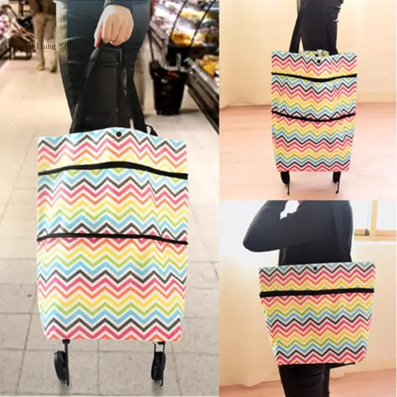 sac à roulettes, sac à roulettes, sacs à provisions pliants, achat de légumes, paquet de traction, petit chariot à traction, organisateur de courses portable