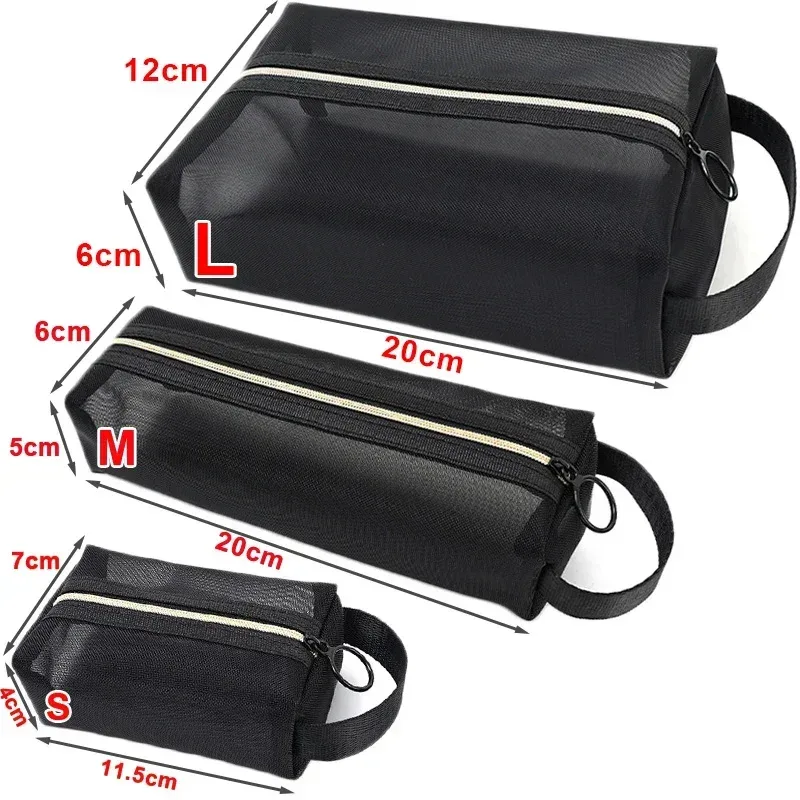 sac à cosmétiques en maille pour femmes, rangement de voyage, sac de maquillage, organisateur, pochette de maquillage portable, petite et grande trousse de toilette et de beauté
