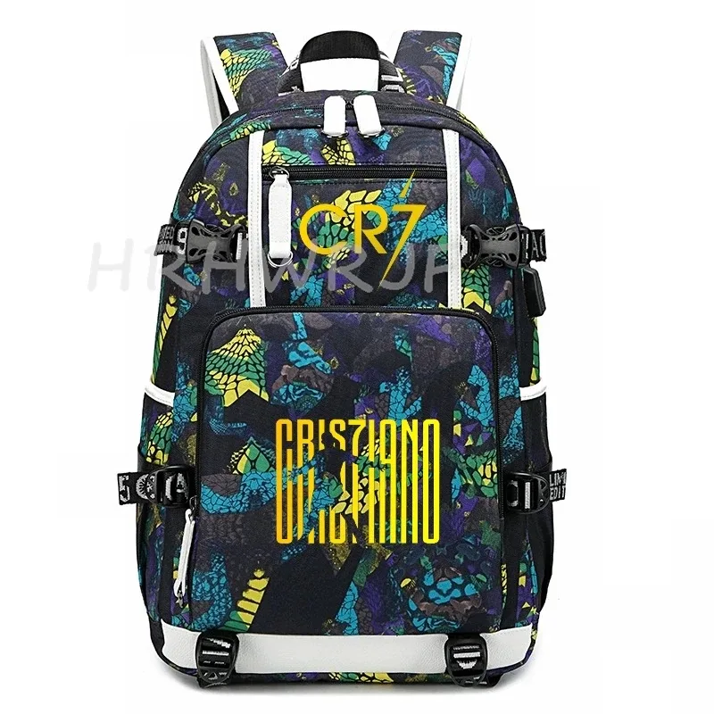 sac à dos usb cr7 pour superstars du football, sac de voyage pour ordinateur portable, sacs d'école noirs pour hommes, sacs d'école pour étudiants, mochilas, cadeau