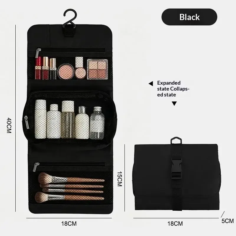 trousse de toilette pliable et détachable, grande capacité avec crochet, sac de rangement pour articles de toilette pour hommes en voyage d'affaires, sac de voyage pour cosmétiques pour femmes