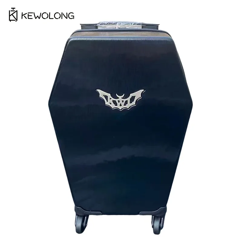valise de voyage gothique sombre en forme de cercueil, 20 pouces, coque rigide, 4 roues, valise trolley unique