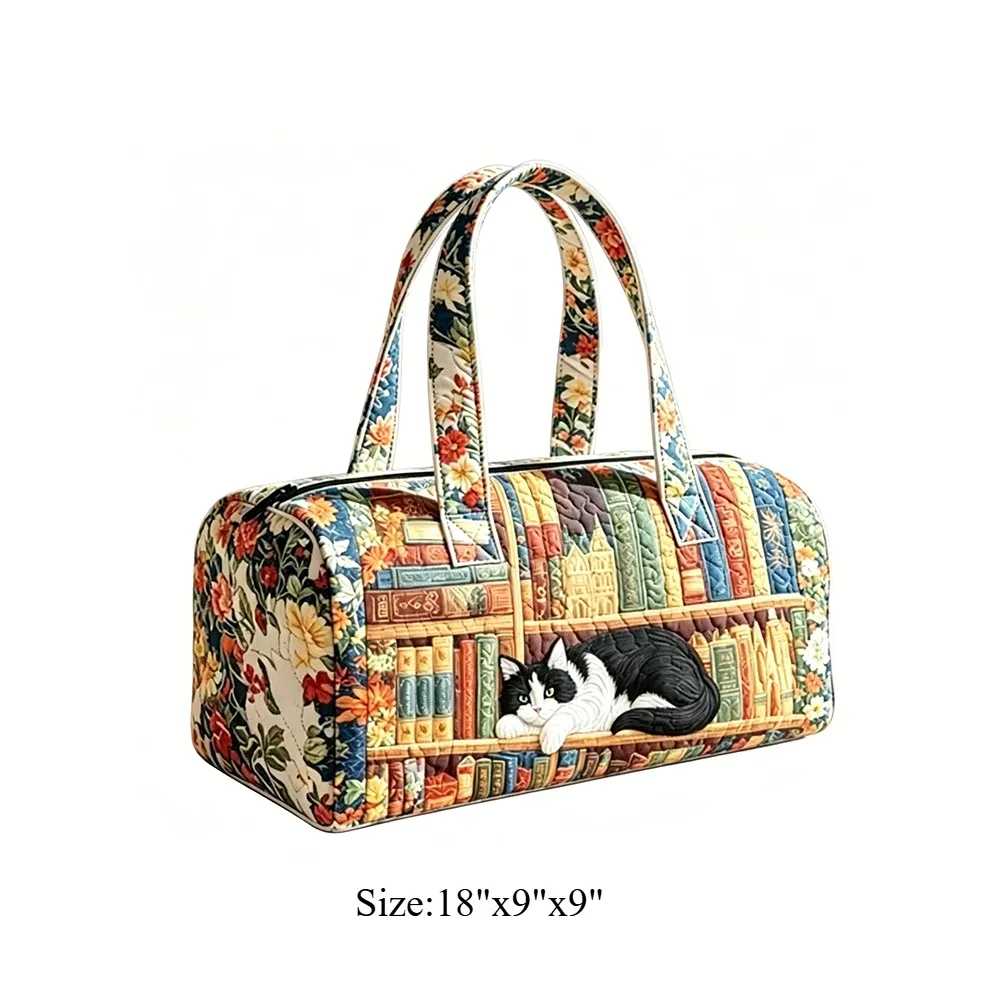 sac matelassé floral vintage style bohème pour femme, sac de voyage artistique pour halloween, sac de week-end pour amoureuses des animaux, sac de nuit