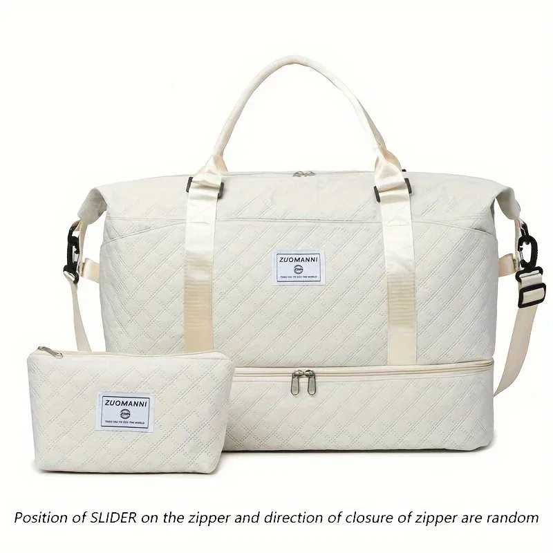 ensemble de 2 sacs polochons de voyage de grande capacité avec compartiment à chaussures et pochette à cosmétiques, sac de sport décontracté en nylon, sac de nuit pour week-end