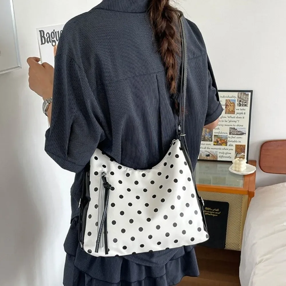 sac à bandoulière vintage en cuir pu à pois, grande capacité, léger, sac fourre-tout, sac sous le bras, sac à dos, sac seau, sac de travail