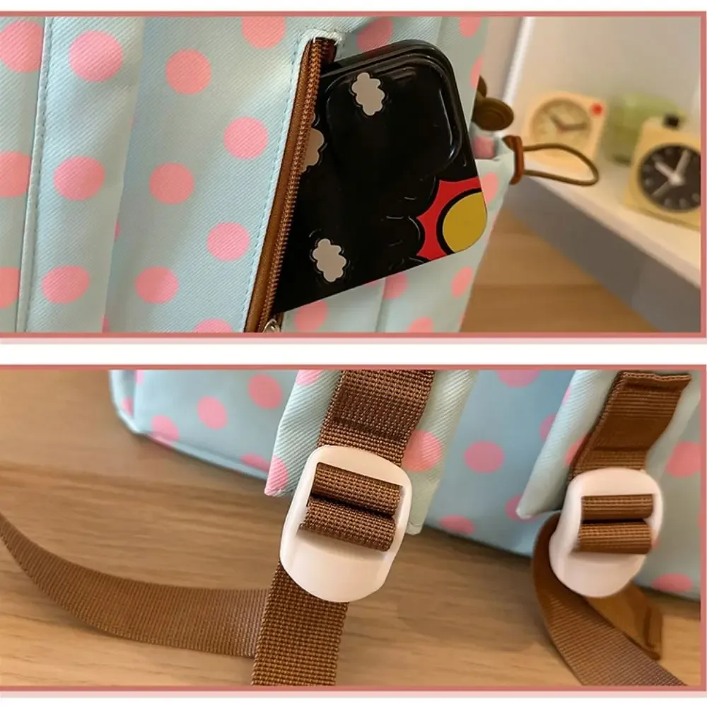 sac à dos à pois doux, minimaliste, plusieurs poches, garniture en dentelle, grande capacité, durable, sac d'école pour étudiants, utilisation en voyage