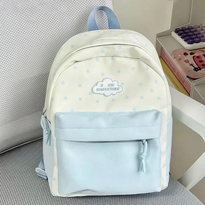 sac à dos unisexe avec motifs d'étoiles tendance, léger et pratique, poches d'organisation spacieuses, parfait pour les femmes et les filles