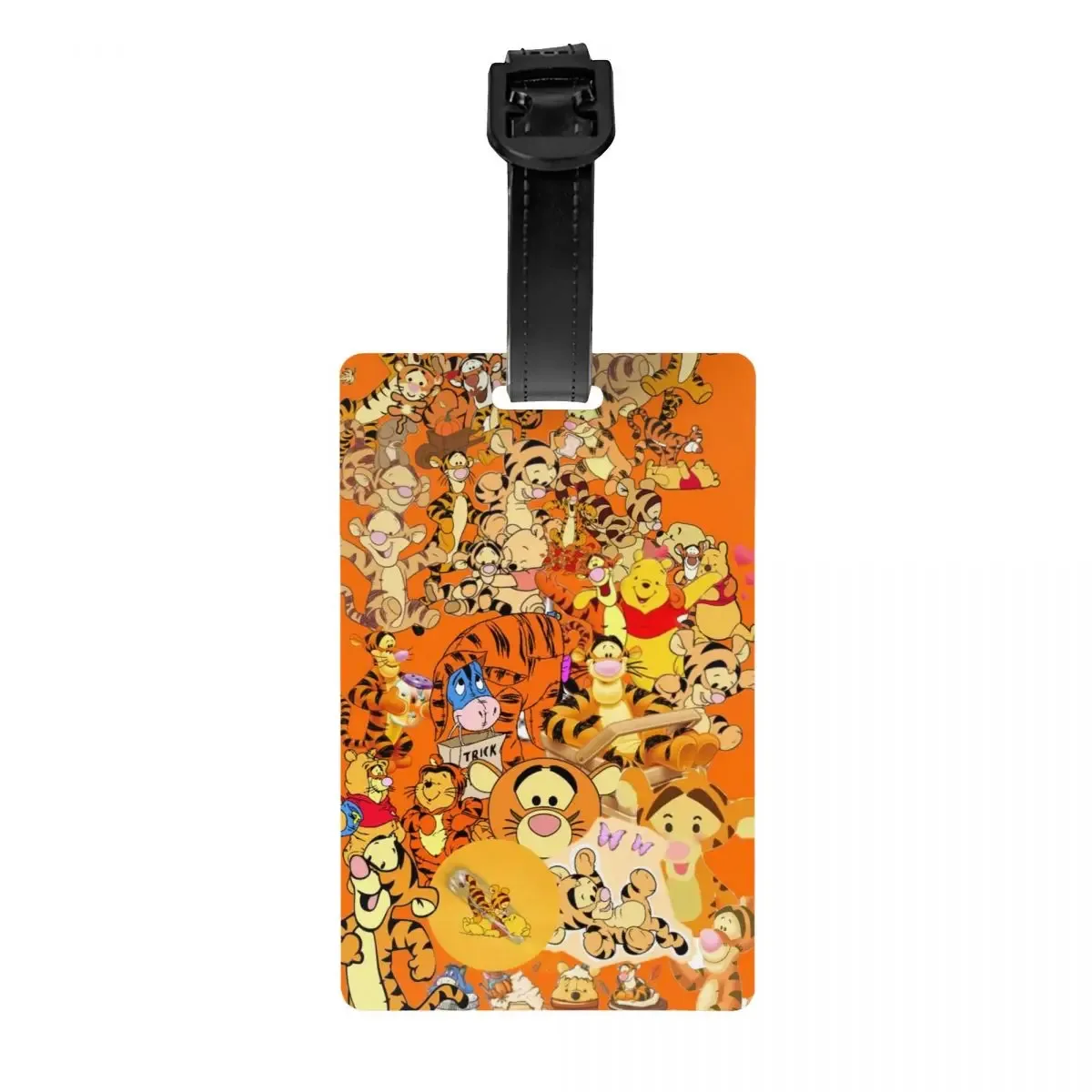 étiquette de bagage personnalisée avec dessin animé tigger et winnie l'ourson, protection de la vie privée, étiquettes de bagages, étiquettes de sac de voyage, étiquettes de valise