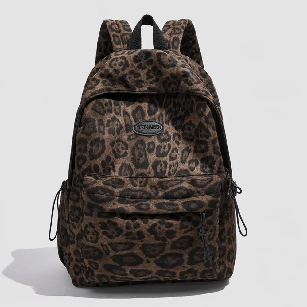 sac à dos décontracté à imprimé léopard pour ordinateur portable, grande capacité, multi-poches, cartable pour étudiants, sac de voyage en tissu oxford pour adolescentes