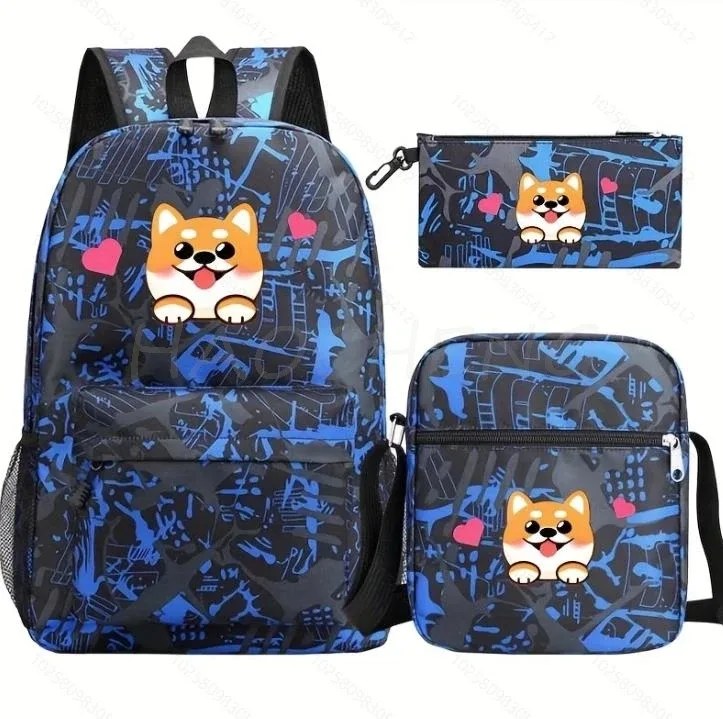 nouveau cr7 sac à dos 3 pièces sac de voyage toile sac à dos étudiants sac d'école pour garçons filles toile adolescents ordinateur portable fermeture éclair mochilas pour cadeau
